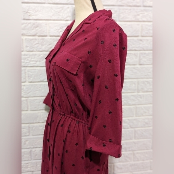 VINTAGE Shirtwaist Pin Up Day Dress Semi Sheer Rockabilly Button Up Collared S-L - Picture 10 of 15